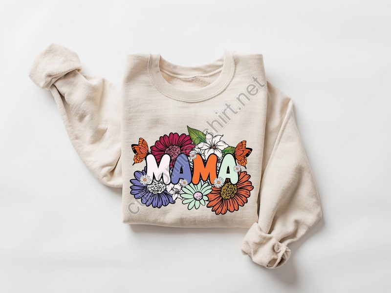 Wildflowers Mama Sweatshirt Floral Mama Sweatshirt Retro Mom Tshirt Mother's Day Gift Flower Shirts For Women Mama Sweatshirt