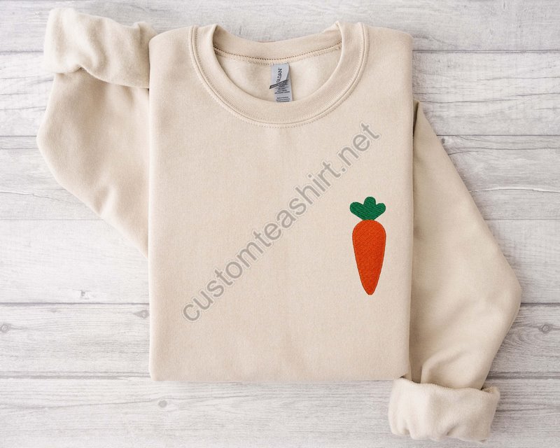 Easter Carrot Embroidered Shirtbunny Sweatembroidery Sweatshirteaster Sweateaster Gifthappy Easter Embroidery Sweatshirt