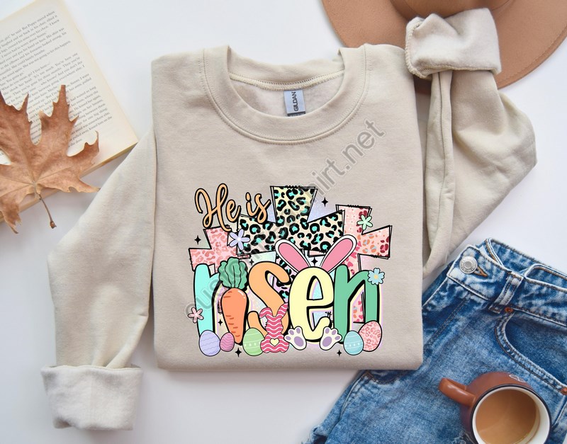 Easter Sweatshirt He Is Risen Sweatshirt Jesus Easter Shirt Easter Sweatshirt For Women Cute Easter Outfit Church Easter Shirt