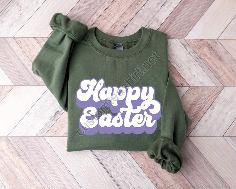 Happy Easter Bunny Sweatshirt Bunnies Sweatshirt Flowers Print Bunnies Bunny Sweatshirt Happy Easter Sweater Easter Gift