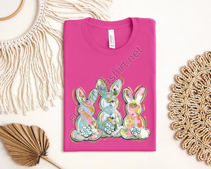 Happy Easter Bunny Sweatshirt Bunnies Sweatshirt Flowers Print Bunnies Woman Bunny Sweatshirt Happy Easter Sweater Easter Gift