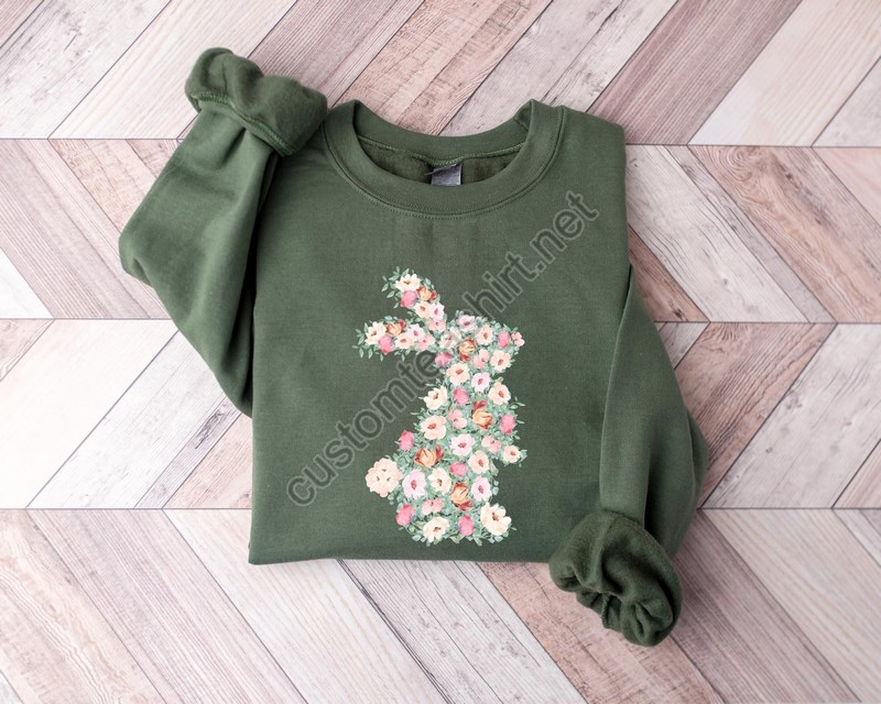 Easter Sweatshirt Womens Easter Shirt Floral Rabbit Sweatshirt Bunny Sweatshirt Easter Sweater Easter Gift Botanical Rabbit Bunnies