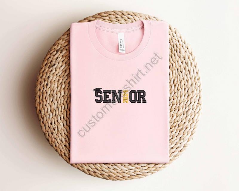 Senior Embroidery Shirt2024 Grad Embroidery Shirtclass Of 2024 Embroidery Shirtsenior Embroidery Shirtgraduation 2024 Shirt