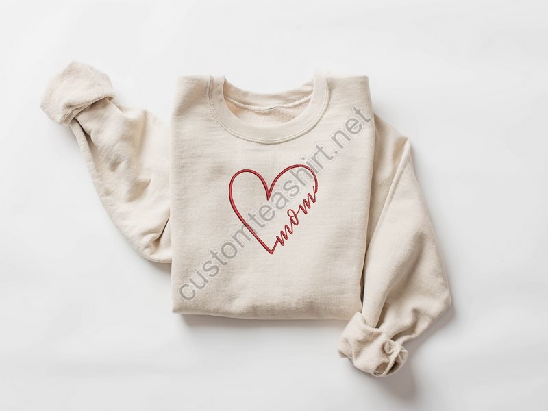 Embroidery Heart Mama Shirtlove Mama Embroidery Sweatshirtmother's Day Embroidery Shirtembroidery Mother Giftmama Birthday Gift