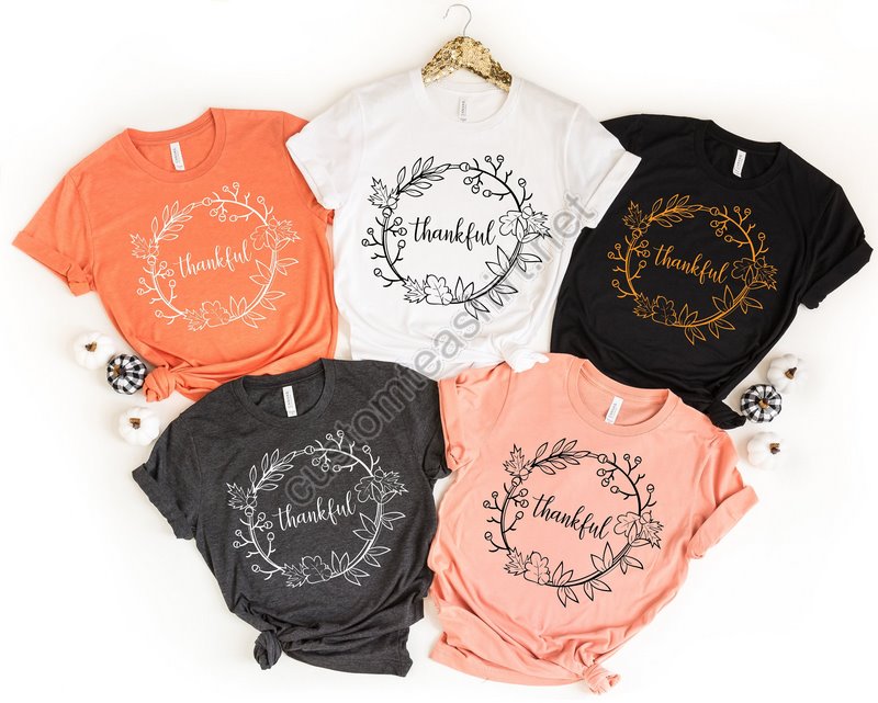 Thankful Tshirt Thankful Fall Pumpkin Day Thankful Family Shirts Thanksgiving Shirts Family Matching Shirts Cute Tshirt Family Dinner