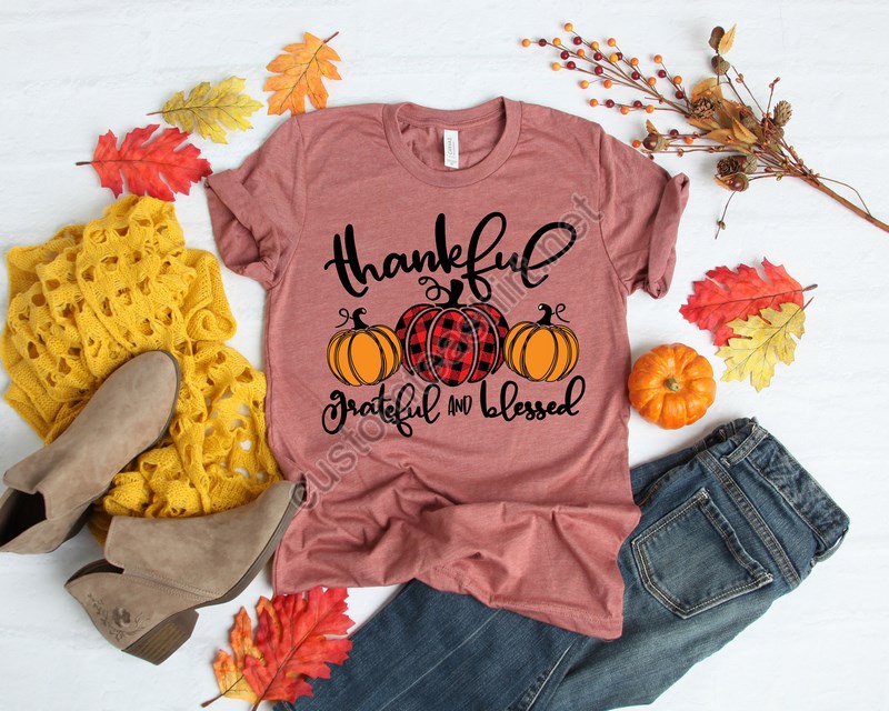 Thankful Grateful Blessed Shirt Pumpkin Teebuffalo Plaid Thanksgiving Shirtthanksgiving Family Shirtthanksgiving Matching