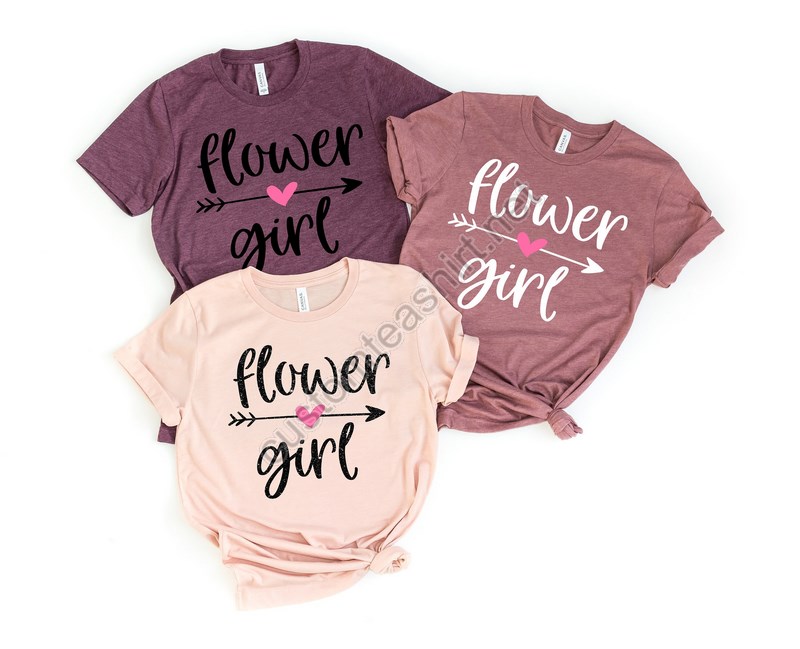 Flower Girl Shirt Cute Flower Girl Idea Wedding Tshirt Matching Bridesmaid Tshirt Custom Bridal Tshirts Flower Girl Wedding Party Shirt