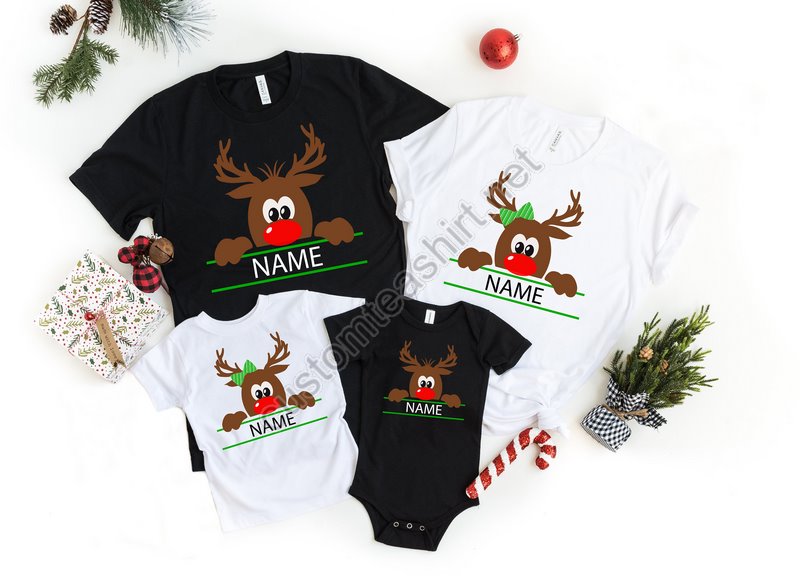 Reindeer Christmas Shirts Christmas Family Shirts Matching Family Personalized Holiday Xmas Shirtmatching Christmas