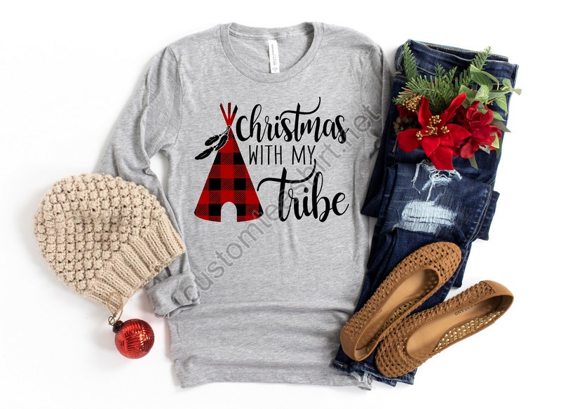 Christmas With My Tribe Shirtchristmas Shirtbuffalo Plaid Christmas Shirtmatching Family Christmas Shirtschristmas Giftfamily Christmas