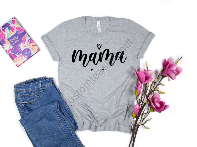 Mama Shirt Mothers T-shirt Cute Mom Shirt Cute Mom Gift Mother's Day Gift New Mom Gift Mama With Heart T-shirt