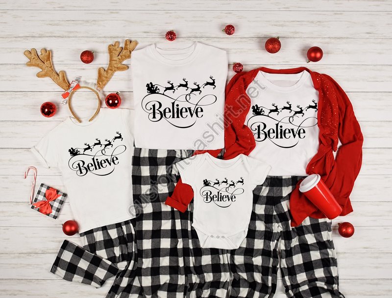 Believe Christmas T-shirt Christmas Spirit T-shirt Christmas Shirtwinter Shirt Holiday Shirt Women's Shirt Christmas Gift