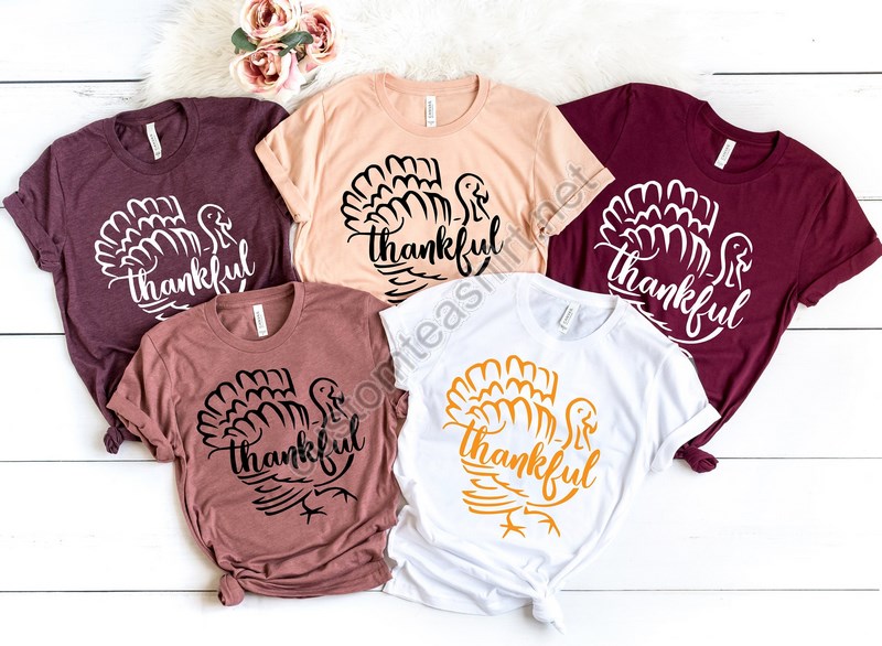 Thankful Shirt Thankful Fall Turkey Day Thankful Family Shirts Thanksgiving Shirts Family Matching Shirts Cute Tshirt Family Dinner T