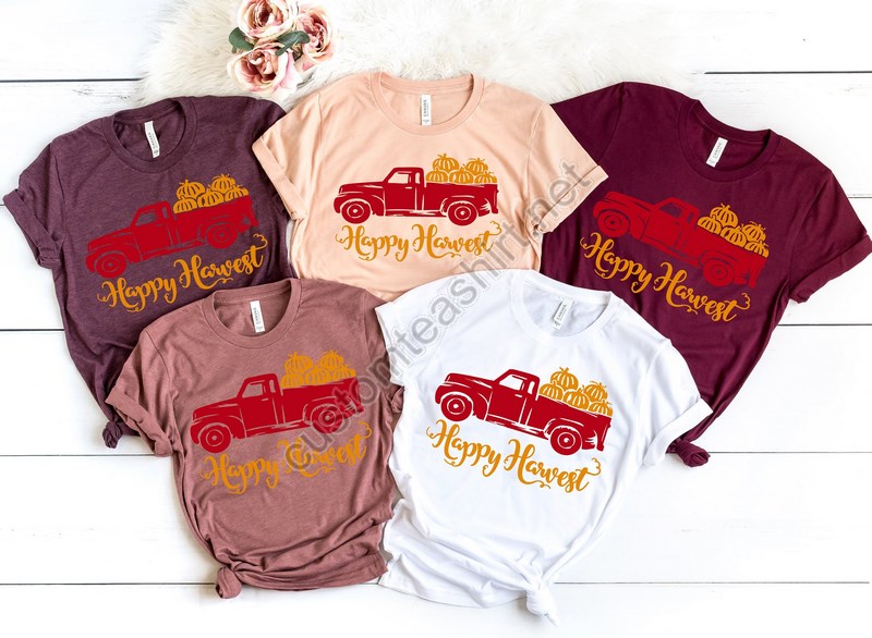 Happy Harvest Shirt Thankful Fall Fall Family Shirts Harvest Seasonthanksgiving Shirts Family Matching Shirts Cute Tshirt Pumpkin Tee