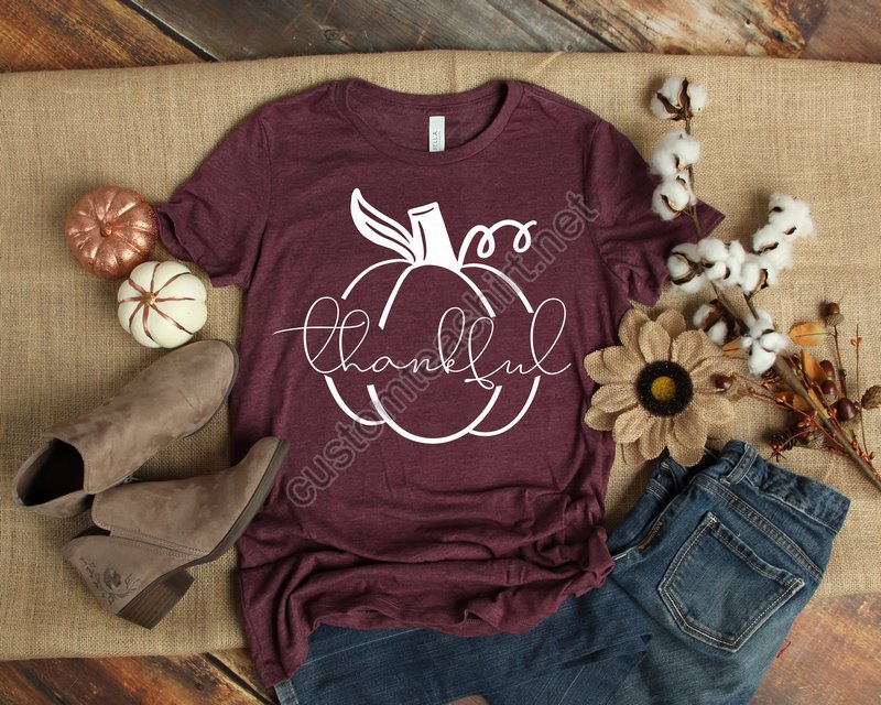 Thankful Tshirt Thankful Fall Pumpkin Day Thankful Family Shirts Thanksgiving Shirts Family Matching Shirts Cute Tshirt Family Dinner