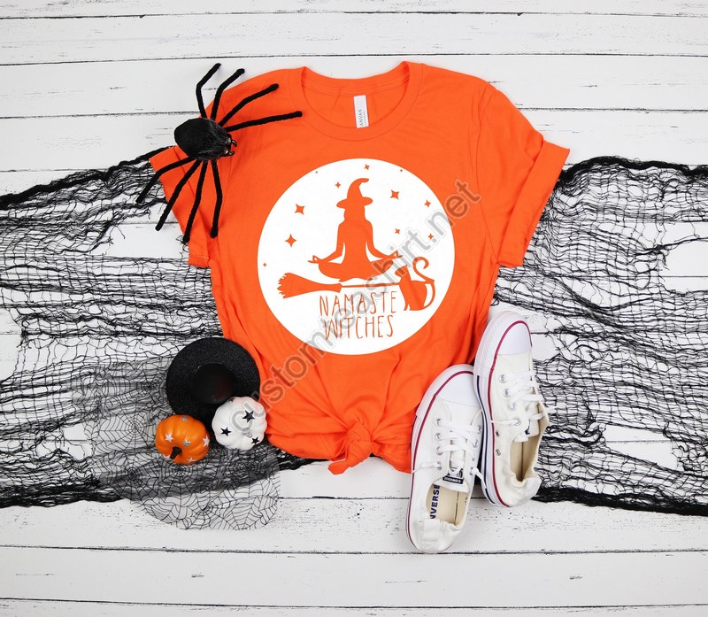 Namaste Witches Shirt Yoga T-shirt Halloween Party Shirts Halloween Matching Tee 2022 Halloween Shirts Yoga Matching Tshirts Namaste