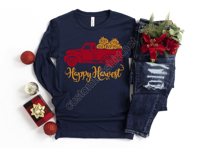 Happy Harvest Shirt Thankful Fall Fall Family Shirts Harvest Seasonthanksgiving Shirts Family Matching Shirts Cute Tshirt Pumpkin Tee