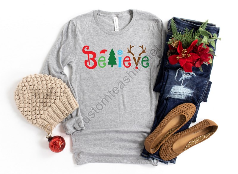 Believe Christmas Shirt Christmas T-shirt Christmas Family Shirtbelieve Shirtchristmas Gift Holiday Giftchristmas Shirtmatching Shirt