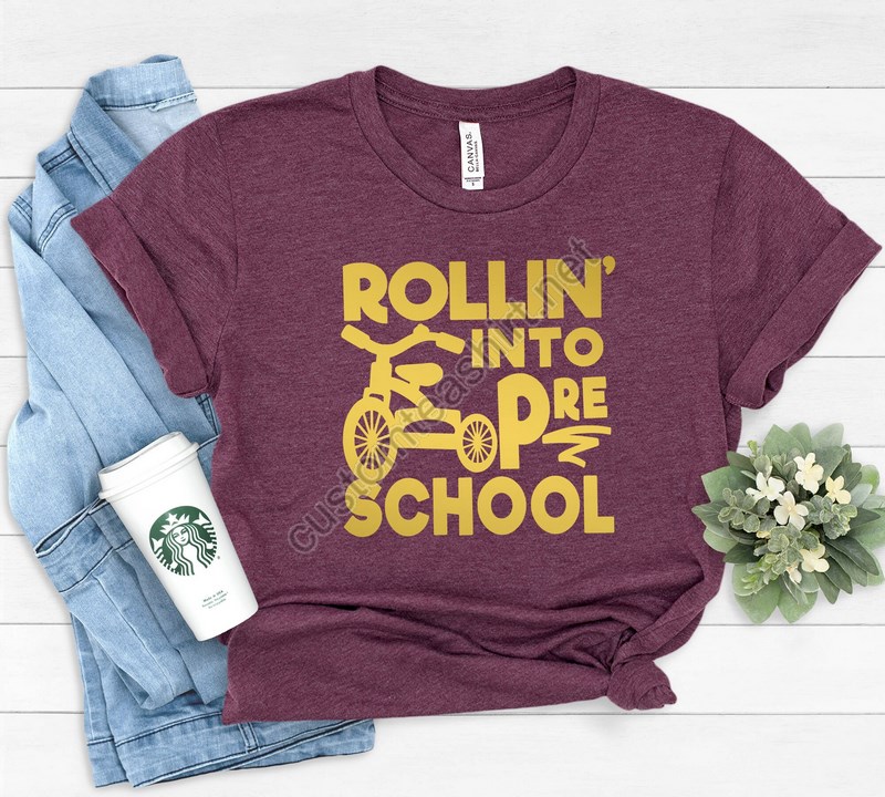 Rollin Into Pre School School Shirtteacher Gift Gift For Teachers Kindergarten Teacher Teacher Appreciationback To School Shirtbike