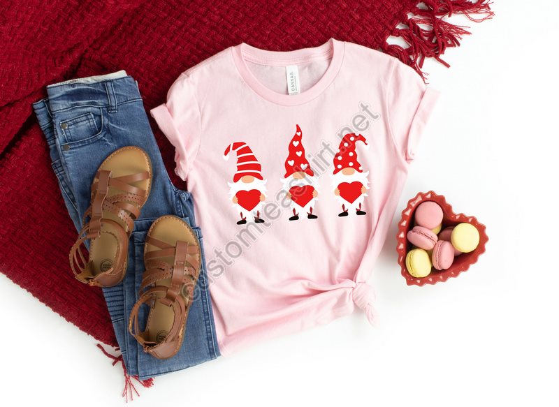 Valentine Gnomes With Heart Shirtvalentines Day Shirts For Womanheart Shirtcute Valentine Shirtcute Valentine Teevalentines Day Gift