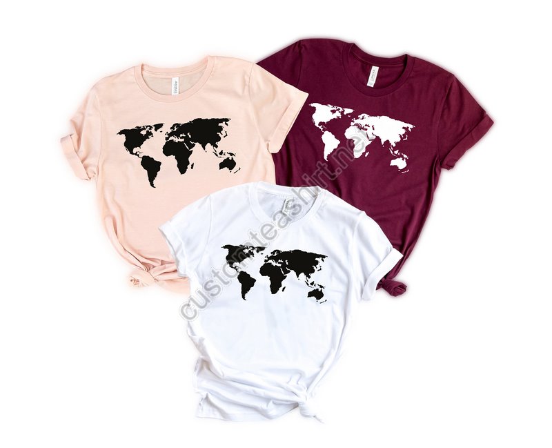 World Map Shirt Travel Shirt Traveler Gift Travel Lover Geography Shirt Geography Teacher Exchagne Student Wanderlust Adventure Tee