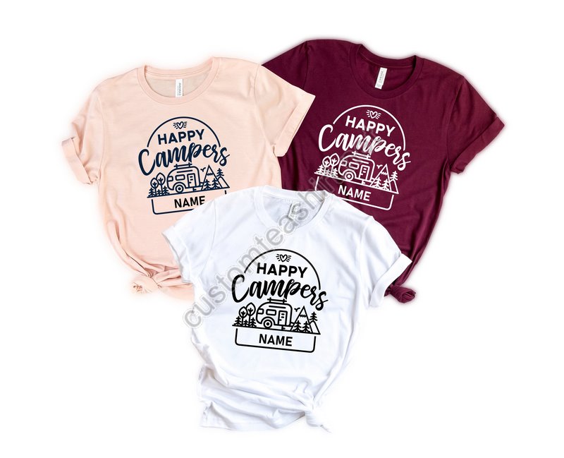 Happy Camper Happy Camper Shirt Camping Shirt Happy Camper Tshirt Camper Gift Camper Glamping Shirtpersonalized Camper Shirt