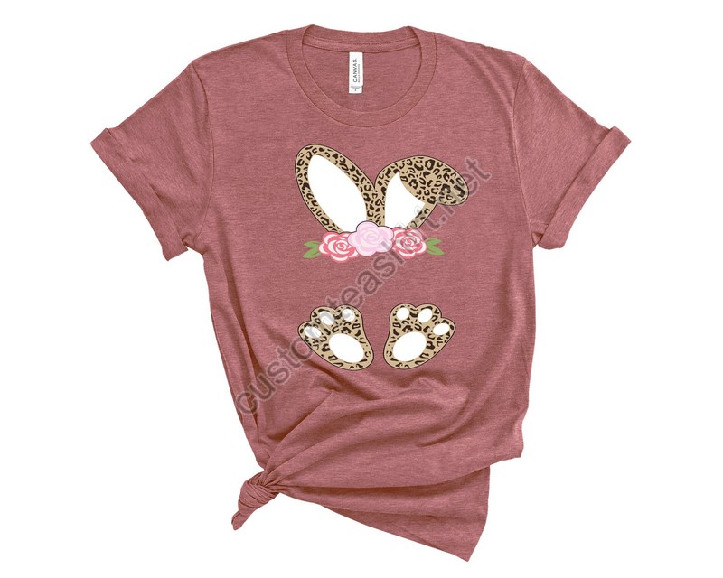 Floral Cheetah Print Bunny Ears Feet Shirteaster Bunny Shirteaster Shirt For Womaneaster Shirteaster Family Shirteaster Matching Shirt