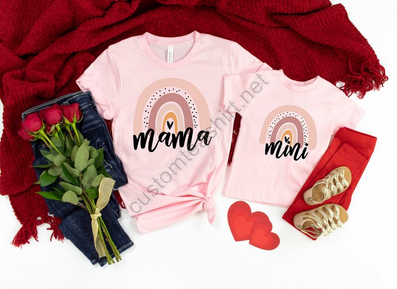 Mama Valentines Shirtmini Valentines Shirtmama's Girl Valentines Shirtrainbow Mama Shirt Rainbow Mini Shirtmama Mini Matching Shirt