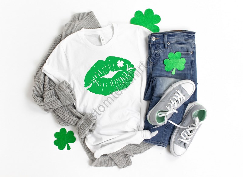 Lips Shirt Kiss Me I'm Irish T-shirt Tee Shirtcute St Patricks Day Shirt For Womenpatrick's Day Family Matching Shirtdrinking Shirt