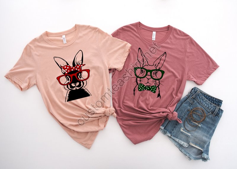 Easter Bunny With Glasses Shirtbunny With Glasses Shirtkids Easter Shirtcute Easter Shirteaster Day Shirt For Woman Easter Bunny Shirt