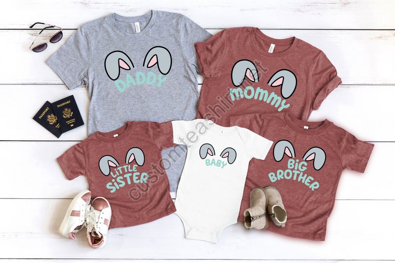 Easter Bunny Ears Family Shirtmatching Easter Shirt Mommy Daddy Baby Sister And Brother Easter Bunny Shirt Easter Party Outfit