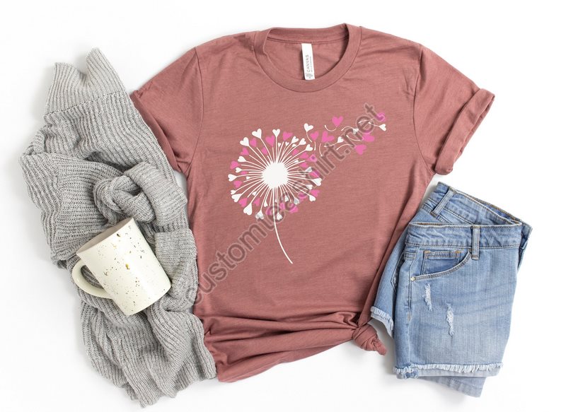 Dandelion Shirts Valentine's Shirt Lovers Shirt Valentine's Day Shirt Valentine Flower Shirt Gift For Valentines Couple Shirts