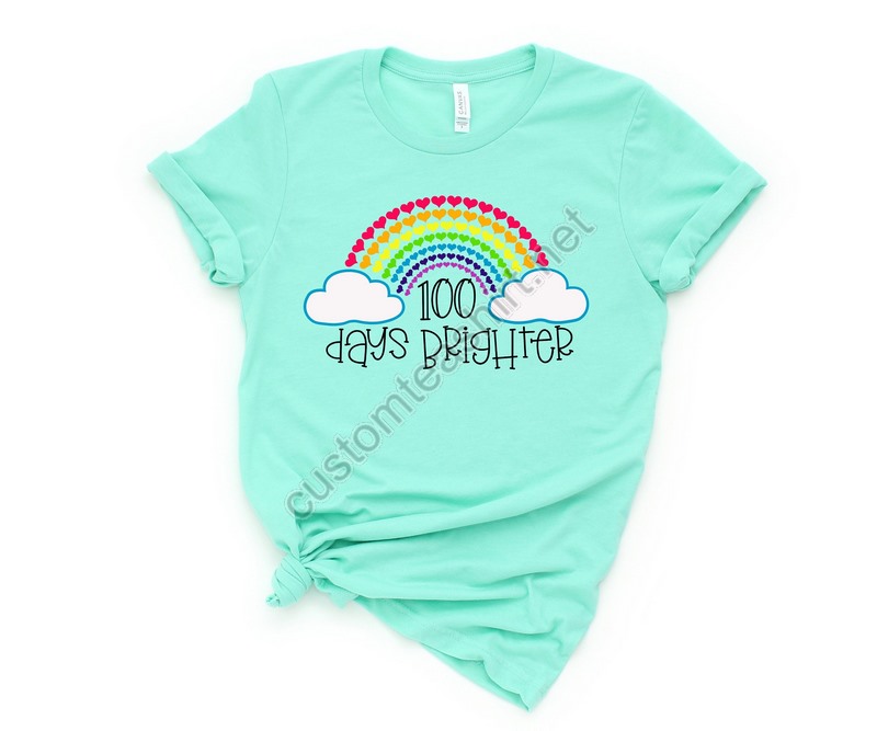 Teacher 100 Days Brighter Teacher Shirt 100 Days Of School Teacher Gifts Teacher Appreciation 100 Days Brighterback To School Shirt