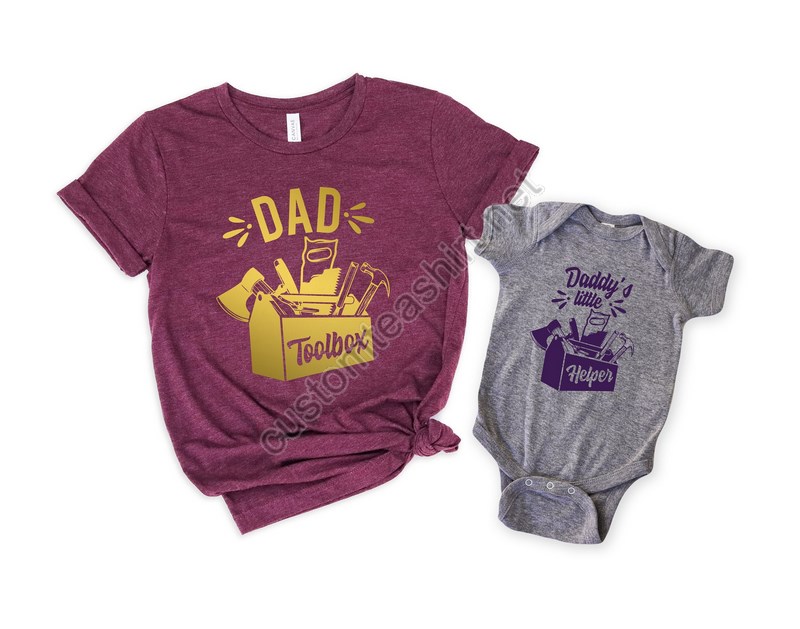 Toolbox Dad Daddy's Helper Father Son Matching T-shirts Dad Shirts Son Shirts Father's Day Gifts Mechanic Dad Builder Dad