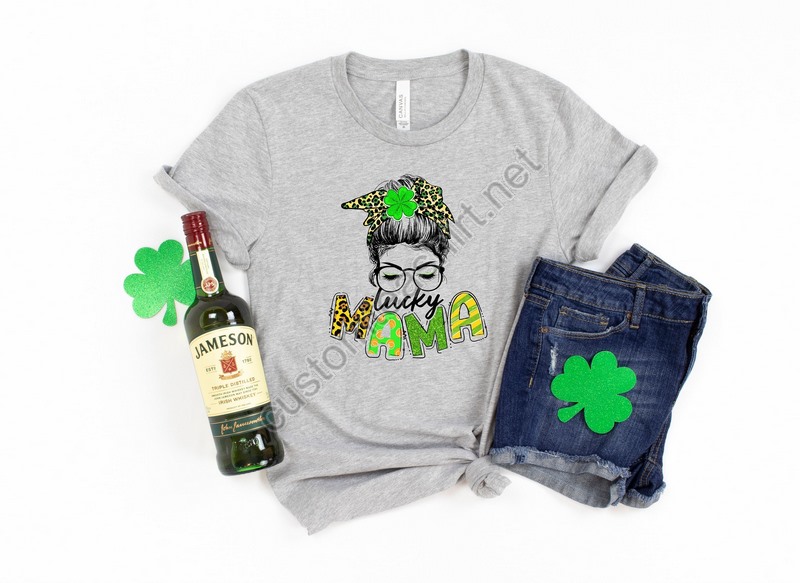 Lucky Mama Shirtshamrock Shirtsaint Patricks Day Shirtpatricks Day Mama Shirtsaint Patricks Day Family Matching Shirtleopard Bandana