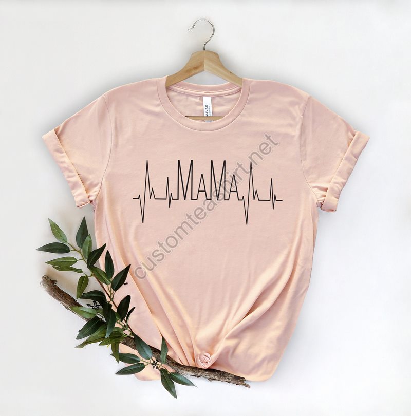 Mama Heartbeat Shirtshappy Mother's Daybest Momgift For Momgift For Mom To Begift For Hermother's Day Shirttrendylong Sleeve Shirts