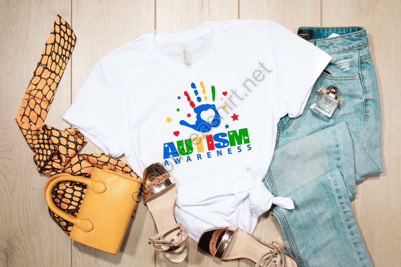 Autism Handprintautism Awareness Shirt Autism Advocate T-shirt Autism Mom Shirt Autism Dad Shirt Proud Autism Aunt Autism Support Tee