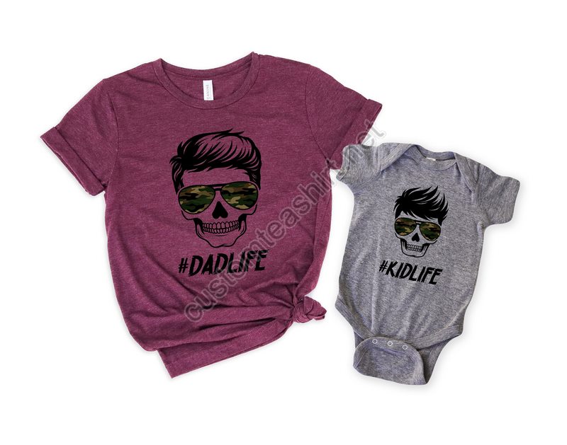 Dad Life Kid Lifedaddy's Helperfather Son Matching T-shirtsdad Shirts Son Shirtsfather's Day Giftsmechanic Daddadlife Skull