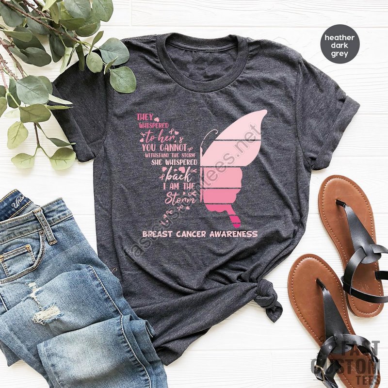 Butterfly Shirt Breast Cancer T Shirt Cancer Awareness Shirt October Shirt Cancer Support Shirt Cancer Warrior Shirt For Women