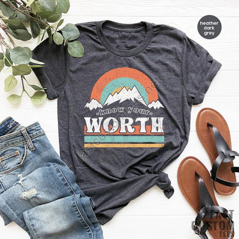 Retro Mountain Shirt Inspirational Sayings Shirt Positive Vibes T-shirt Rainbow T-shirt Mountain T Shirt Adventure Shirt