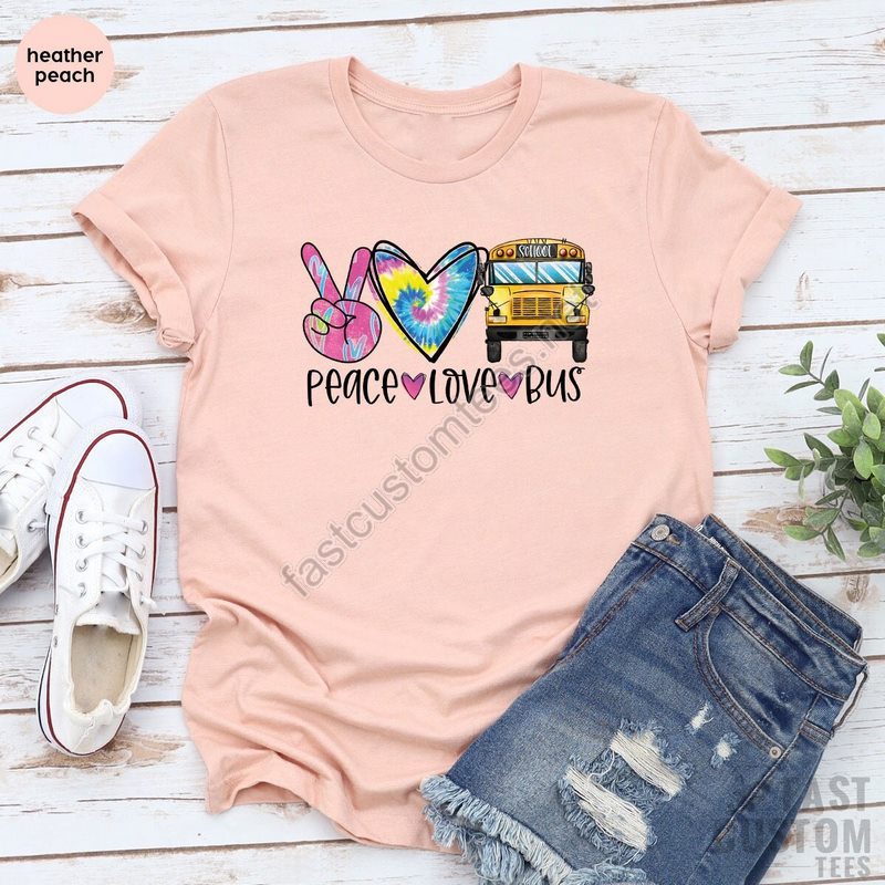 Peace Love Bus Driver Shirt Driver Appreciation Shirt Gift For School Bus Driver Bus Driver T-shirt Back To School Shirt