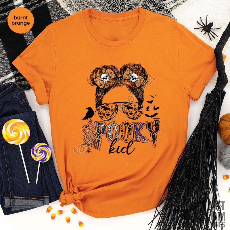 Spooky Kid Shirt Funny Halloween Toddler Halloween Shirts For Girls Girls Halloween T-shirt Halloween Family Matching T Shirt