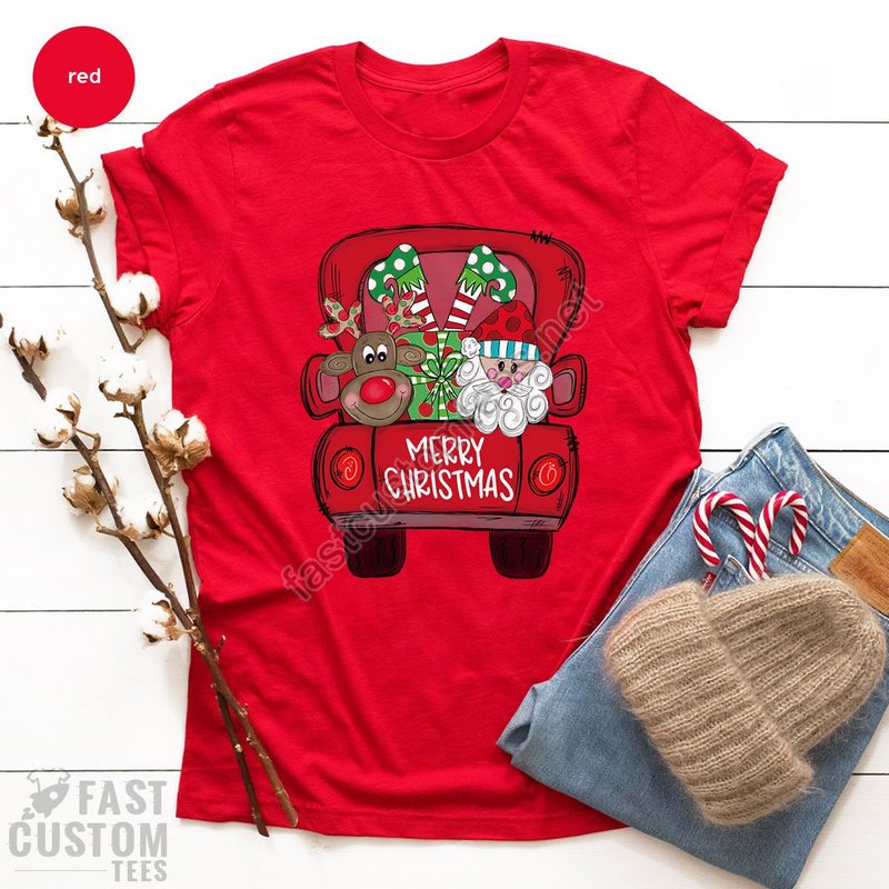 Christmas Shirts For Women Christmas Truck Shirt Christmas T-shirt Christmas Tee Cute Christmas Shirts Unisex Adult Tee Merry Shirt