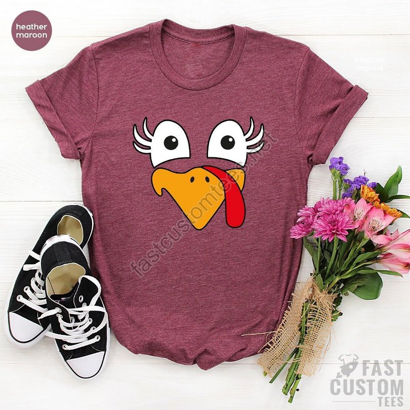 Cute Turkey Fall Thanksgiving Shirt Funny Thanksgiving T-shirt Turkey Face Shirt Little Turkey Shirt Family Matching Thanksgiving Shirt