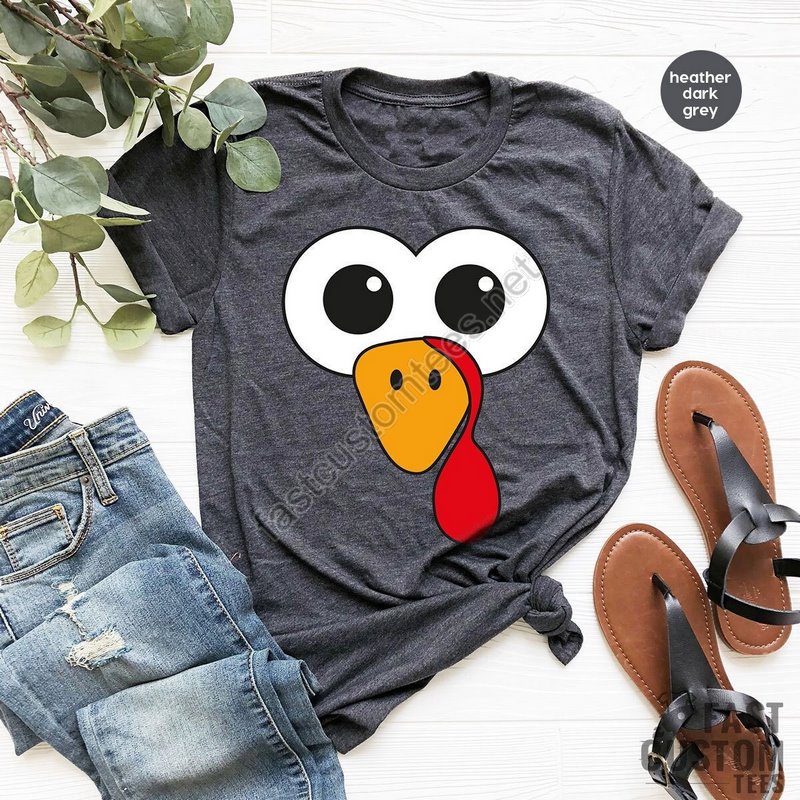 Funny Thanksgiving T-shirt Cute Turkey Fall Thanksgiving Shirt Little Turkey Shirt Turkey Face Shirts Family Matching Thanksgiving Shirt