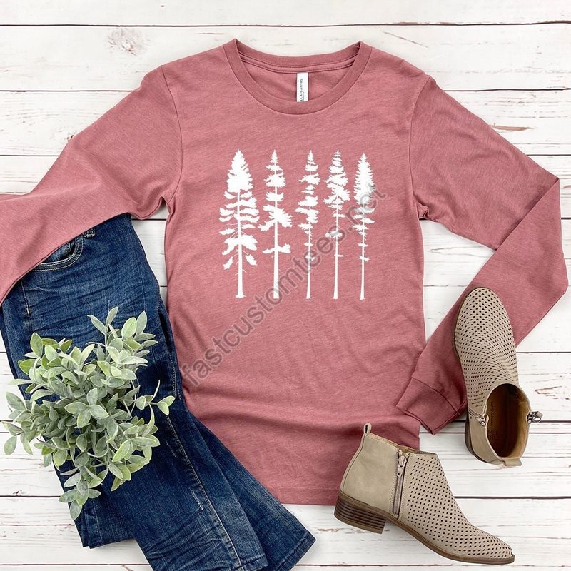 Pine Tree Long Sleeve Shirt Pine Tree Long Sleeve Shirt Hiking Long Sleeve Shirt Camping Long Sleeve Shirt Outdoors Adventure Shirt