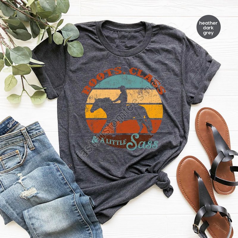 Western T-shirt Retro Shirt Country Shirt Rodeo Graphic Tees Southern T Shirt Cow Girl Shirts Vintage Horse Shirt Cowboy Girl Shirt