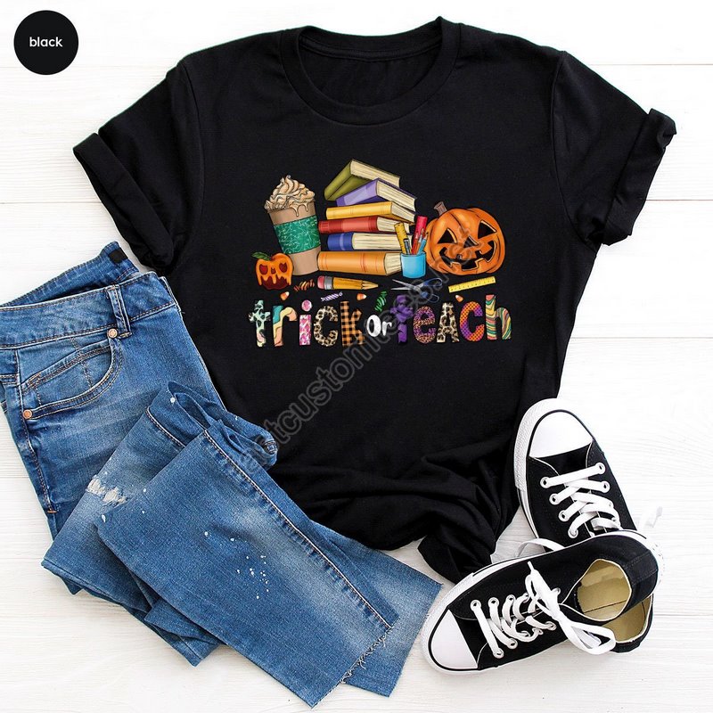 Funny Halloween Teacher Shirts Halloween Teacher Gifts Halloween School Party Outfit Fall Teacher Coffee Halloween Teacher Graphic Tees