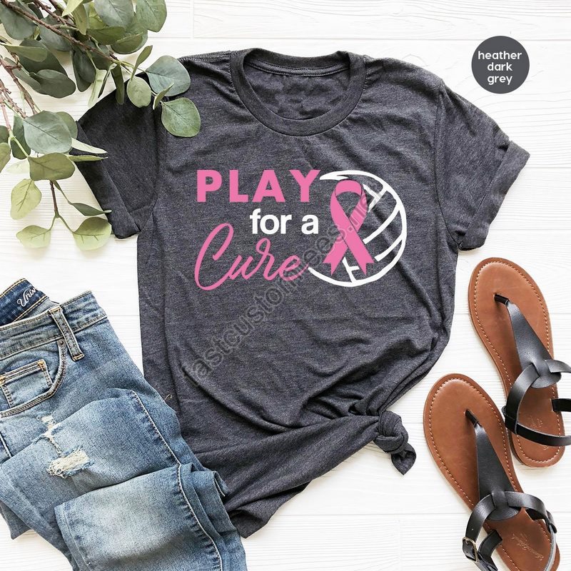 Play For A Cure Breast Cancer Shirt Volleyball Shirts To Support Breast Cancer Patients Breast Cancer Ribbon Shirt Cancer Survivor Gift