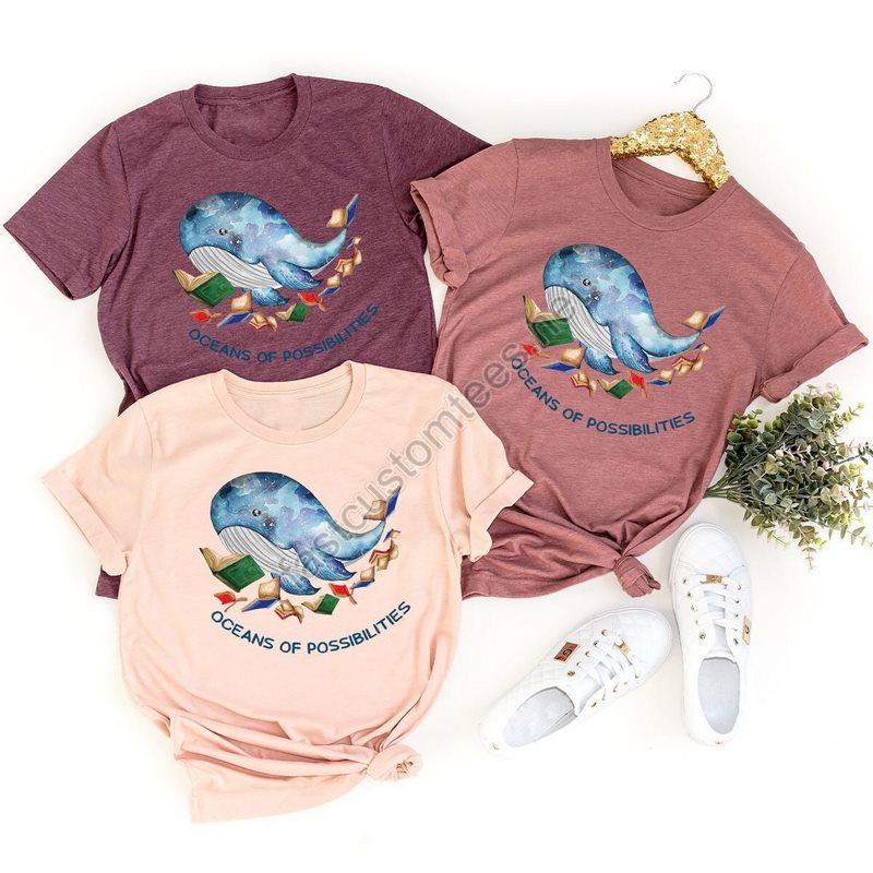 Reading Shirts Librarian Shirts Ocean Theme Graphic Tees Gifts For Kids Gifts For Bookish Oceans Of Possibilities Summer Reading Shirt