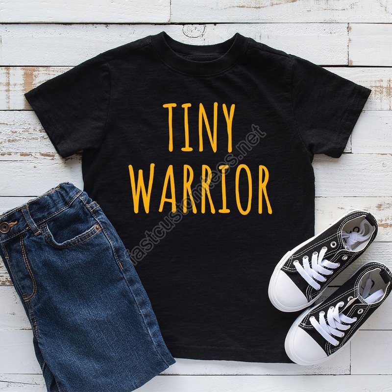 Childhood Cancer Tiny Warrior T-shirt Mama Of A Child Cancer Warrior Crewneck Shirt Kids Cancer T Shirt Pediatric Cancer Survivor Gift